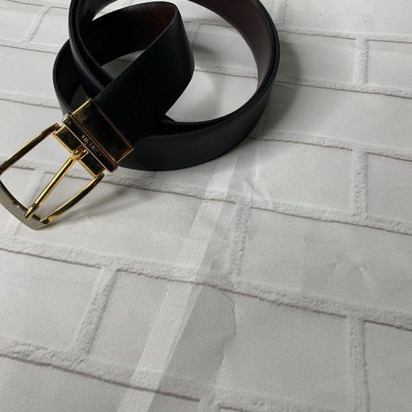 Mens Pierre Cardin Italian Leather Mens Belt Reversible Brown /Black  Go…Sz 38 - Picture 3 of 7